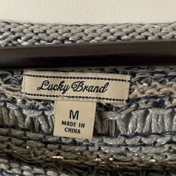 Lucky Brand Silver Gray Glitter Knit Longsleeve Lightweight Sweater - Picture 4 of 9